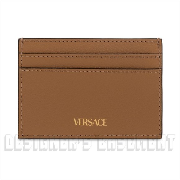 VERSACE beige gold La MEDUSA gold Logo embossed Leather Card Case holder wallet - Picture 4 of 6